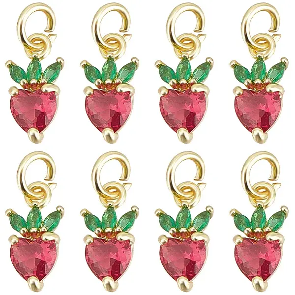 10Pcs Brass Micro Pave Cubic Zirconia Charms