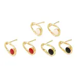 Rack Plating Brass Twist Oval Stud Earrings with Enamel