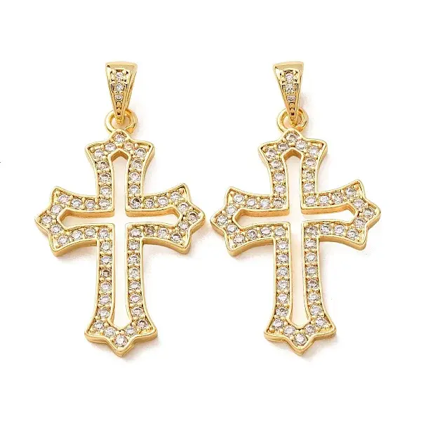 Brass Micro Pave Clear Cubic Zirconia Pendants
