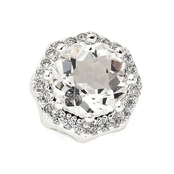 Brass Micro Pave Cubic Zirconia Beads