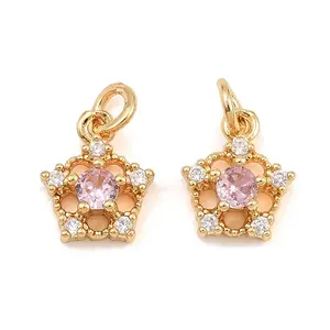 Brass Micro Pave Cubic Zirconia Charms