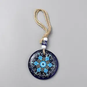 Plastic & Resin Flat Round with Evil Eye Pendant Decorations