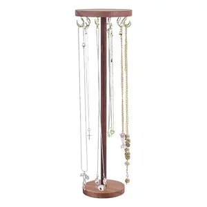 Round Wooden Necklace Organizer Display Stands