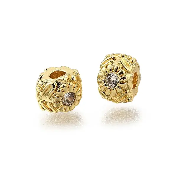 Brass Micro Pave Cubic Zirconia Beads