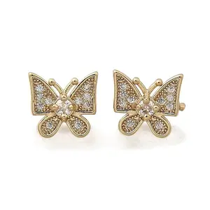 Brass Micro Pave Clear Cubic Zirconia Slide Charms