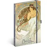 NOTIQUE Notes Alfons Mucha - Hudba, linkovaný 13 × 21 cm