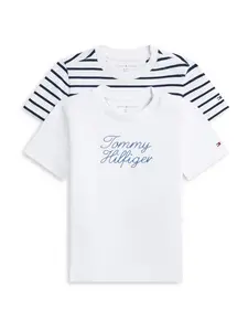 TOMMY HILFIGER Tričko 'Rope Logo T'  tmavomodrá / biela