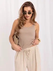 Tmavě béžový basic top