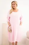 Plus size růžové šaty s kapsami