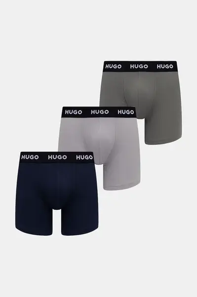 HUGO boxerky pánské bavlněné s elastanem BOXERBR TRIPLET PACK 3-pack