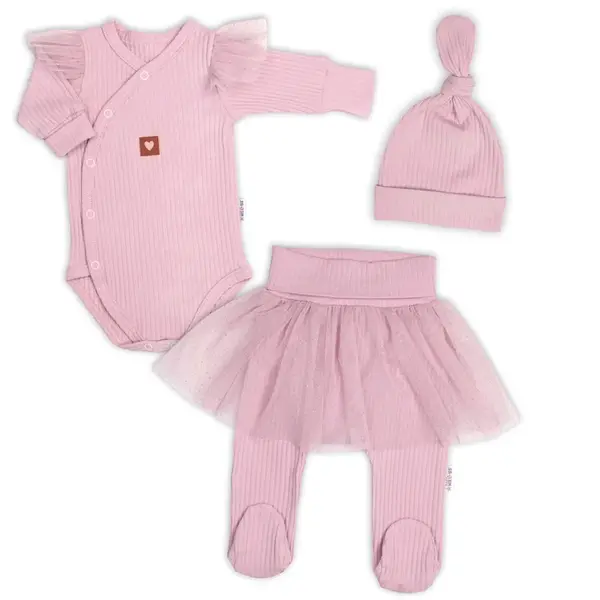 Rebrovaná rastúca súprava 3D Lux, Sweet Angel - púdrovo ružová, 62/68