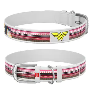Kožený obojok Wonderwoman DC COMICS biely, Obvod krku: 29-38 cm, širka: 20 mm