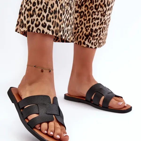 EVENTO Ploché Dámské Žabky Z Ekokože Černé Risamay