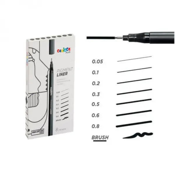 Pigment LINER popisovač CARIOCA 0,2mm 8ks-CARIOCA