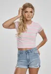 Women's T-shirt Stripe Cropped Girls pink/ocean blue