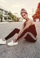 Dámské kostkované legíny blk/šachy