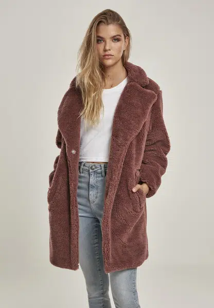 Dámský oversized kabát Sherpa darkrose