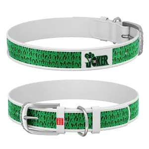 Kožený obojok JOKER DC COMICS biely, Obvod krku: 18-24 cm, širka: 9 mm