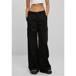 Dámské keprové kalhoty s vysokým pasem a širokými nohavicemi černé