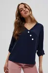 Marisse Shirt With Decorative Buttons L-Ko-3700 Navy