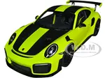 Porsche 911 (991.2) GT2 RS Weissach Package Acid Green with Carbon Stripes 1/18 Model Car by Autoart