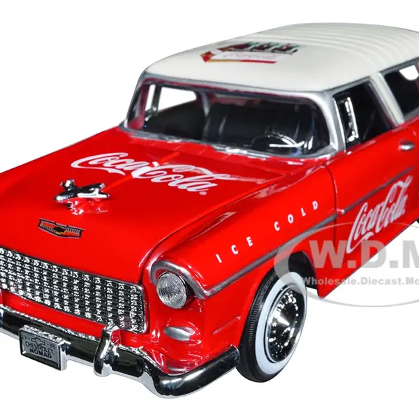 1955 Chevrolet Bel Air Nomad Red with White Top "Coca-Cola" 1/24 Diecast Model Car by Motor City Classics
