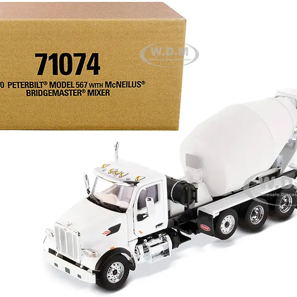 Peterbilt 567 with McNeilus Bridgemaster Mixer White 1/50 Diecast Model by Diecast Masters