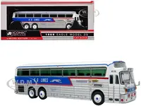 1969 Eagle Model 05 Coach Bus "Golden Eagle - KG Lines/Greyhound" White and Blue with Red Stripes Limited Edition to 504 pieces Worldwide 1/87 (HO) D