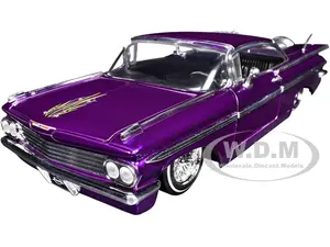 1959 Chevrolet Impala Lowrider Candy Purple with Wire Wheels "Street Low" Series 1/24 Diecast Model Car by Jada