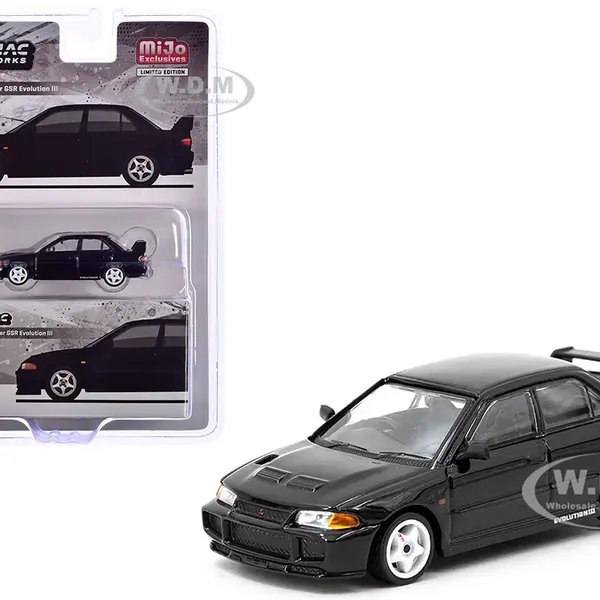 Mitsubishi Lancer GSR Evolution III RHD (Right Hand Drive) Black "Global64" Series 1/64 Diecast Model by Tarmac Works