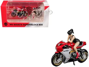 MV Agusta Superveloce 800 Motorcycle Red and Silver with Figure 1/64 Diecast Model by CM Model