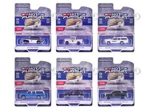 "Hot Pursuit" Series 46 Set of 6 Police Cars 1/64 Diecast Model Cars by Greenlight
