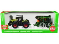 Claas Xerion 5000 Tractor Green with Gray Top and Amazone Cayena 6001 Seeder 1/87 (HO) Diecast Model by Siku