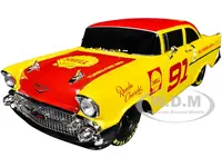 1957 Chevrolet 150 Sedan 91 Yellow with Red Hood and Top "Shell Oil" Limited Edition to 6250 pieces Worldwide 1/24 Diecast Model Car by M2 Machines