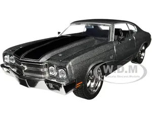 1970 Chevrolet Chevelle SS Gray Metallic with Black Stripes "Fast &amp; Furious" (2009) Movie "Fast &amp; Furious" Series 1/24 Diecast Model Car by J