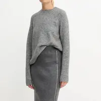 Svetr z vlněné směsi BOSS Febisan dámský, šedá barva, 50478315