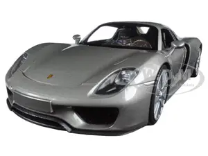 Porsche 918 Spyder Silver Closed Roof 1/24 Diecast Model Car by Welly