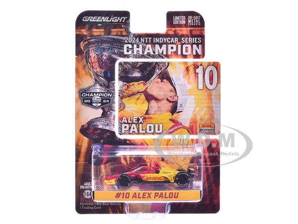 Dallara IndyCar 10 Alex Palou "DHL" Chip Ganassi Racing "NTT IndyCar Series Champion" (2024) 1/64 Diecast Model Car by Greenlight