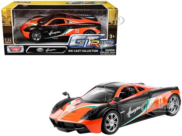 Pagani Huayra 23 Orange and Black with Stripes "GT Racing" Series 1/24 Diecast Model Car by Motormax