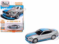 2017 Ford Mustang GT Tribute Edition "Pettys Garage" Ingot Silver Metallic with Petty Blue and Red Stripes "Modern Muscle" Series 1/64 Diecast Model