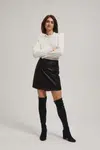 Marisse Black Imitation Leather Trapeze Skirt