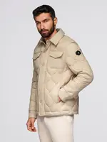 Ombre Men's quilted jacket in shirt cut - beige
