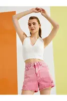 Růžové džínové kraťasy Koton