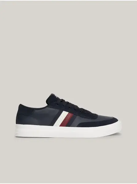 Tmavě modré pánské kožené tenisky Tommy Hilfiger - Pánské