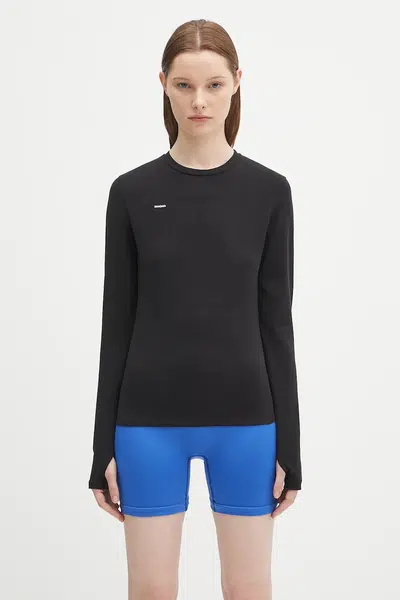 Tričko s dlouhým rukávem Pangaia Cotton-Stretch Long-Sleeved Top černá barva, 10002429