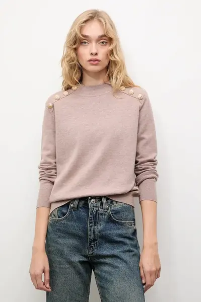 Kašmírový svetr Answear.LAB dámský, béžová barva, s pologolfem