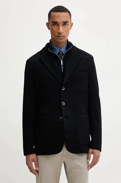 Vlněný svetr BARENA VENEZIA Giacca Torceo pánský, tmavomodrá barva, GIU5239.5139