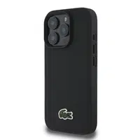 Zadní kryt Lacoste Iconic Petit Pique Woven Logo MagSafe pro Apple iPhone 16 Pro, černá + USB-C/USB-C datový kabel
