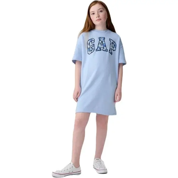 GAP V-FR LOGO Dívčí šaty, světle modrá, velikost