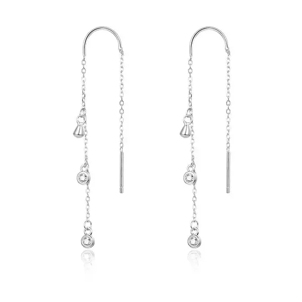 Beneto Dlhé strieborné náušnice so zirkónmi AGUV1964
